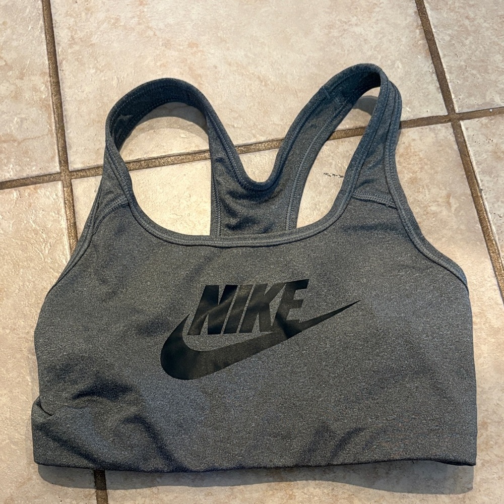 Nike Gray Racerback Logo Sports Bra